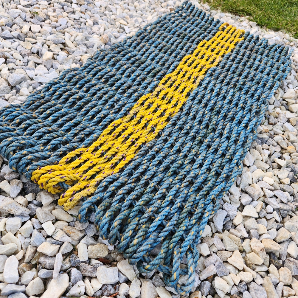 Blue and Yellow Woven Door Mat